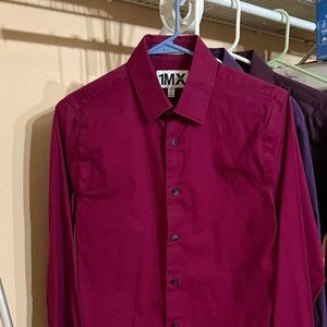 Express Men's Deep Red Dress Shirt
